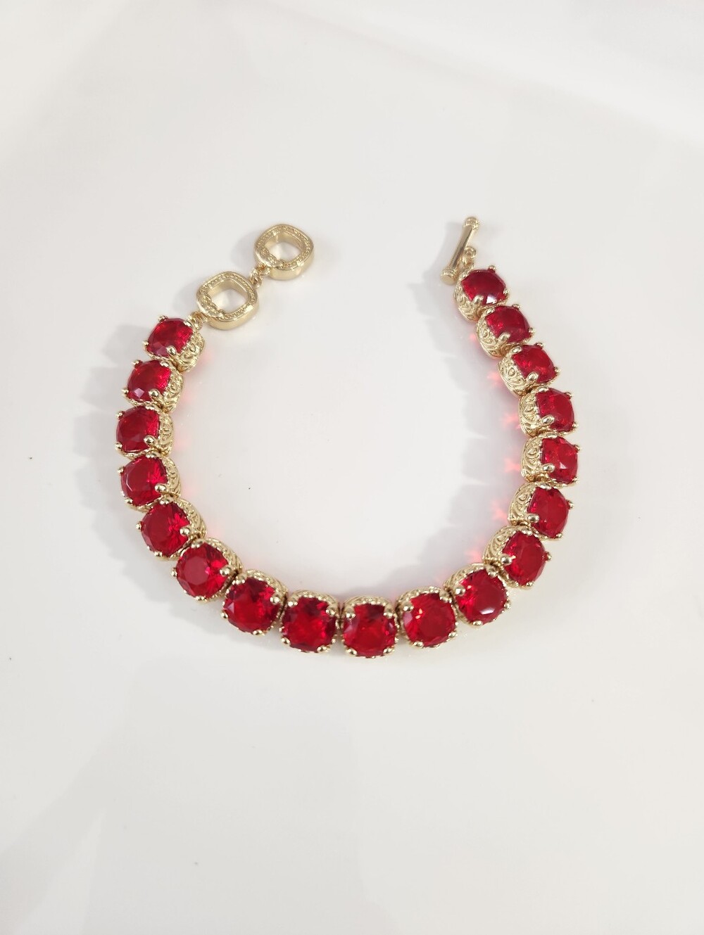 18k Gold Plated Red Chunky Toggle Bracelet